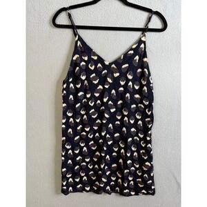 Reformation Top Women's‎ Small Navy Animal Print Sleeveless V Neck